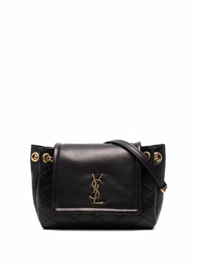 Saint Laurent Front Flap Nolita Mini Bag With Quilted Topstitching