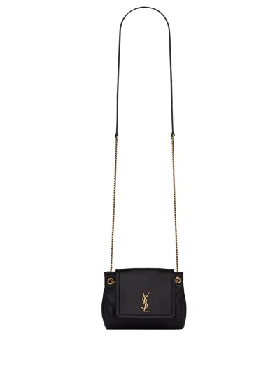 Saint Laurent Front Flap Nolita Mini Bag With Quilted Topstitching In Black