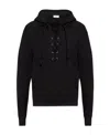 Saint Laurent Front Lace-up Fastening Hoodie In Black