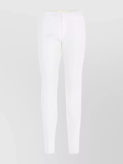 Saint Laurent Front Pleated Slim-fit Pants In White