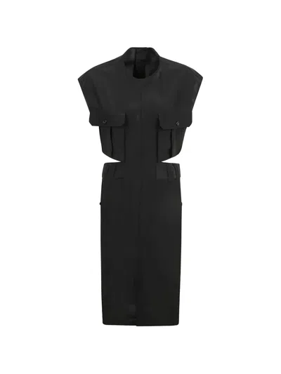 Saint Laurent Front-pockets Cut-out Detail Mini Dress In Black