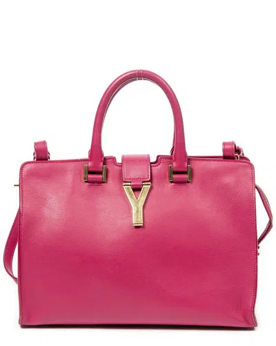 Pre-owned Saint Laurent Fuchsia Calfskin Leather Small Classic Y Cabas (authentic Pre-  Loved)