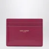 Saint Laurent Fuchsia Leather Credit Card Holder In Pink
