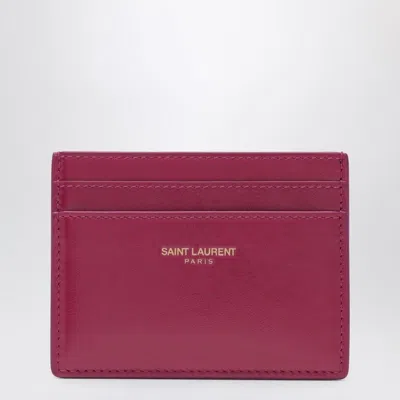 Saint Laurent Fuchsia Leather Credit Card Holder In Pink