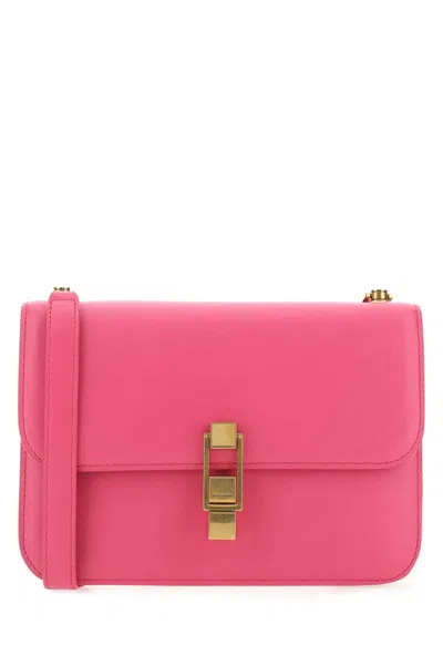 Saint Laurent Square 23 Cm Leather Shoulder Handbag With Antiqued Brass Hardware In Pink
