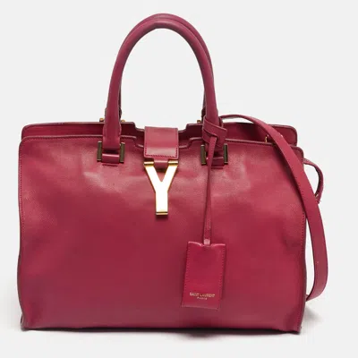 Pre-owned Saint Laurent Fuchsia Leather Small Cabas Chyc Tote In Pink