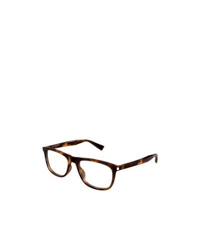 Saint Laurent Full Frame Plain Glasses In Brown