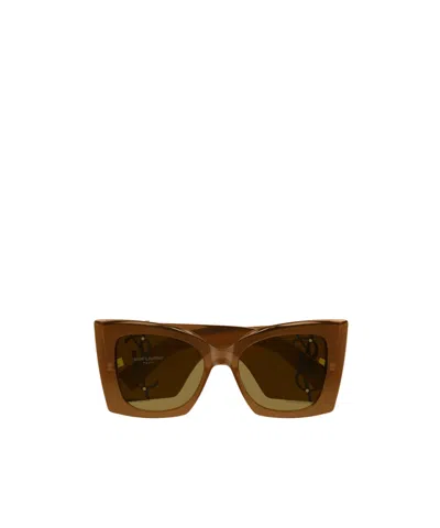 Saint Laurent Full Frame Sunglasses In Brown