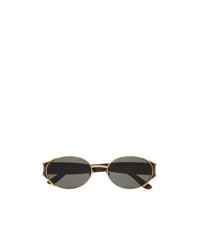 Saint Laurent Full Frame Sunglasses In Light Gold And Havana
