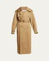 Saint Laurent Double-breasted Cotton Twill Trench Coat In Beige