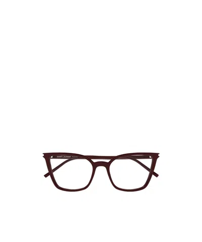 Saint Laurent Full-rimmed Glasses (with Non-prescription Lenses) In Brown