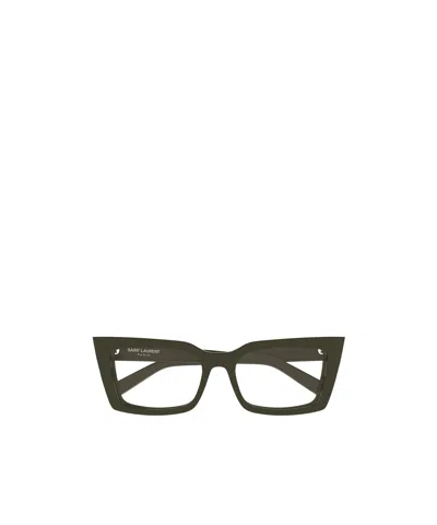 Saint Laurent Full-rimmed Plano Lenses In Burgundy