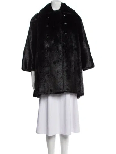 Pre-owned Saint Laurent Fur Faux Fur Coat In Black