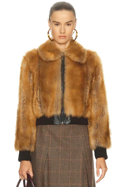 Saint Laurent Bomber Jacket In Shearling In Brown