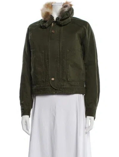 Pre-owned Saint Laurent Fur Jacket In Green
