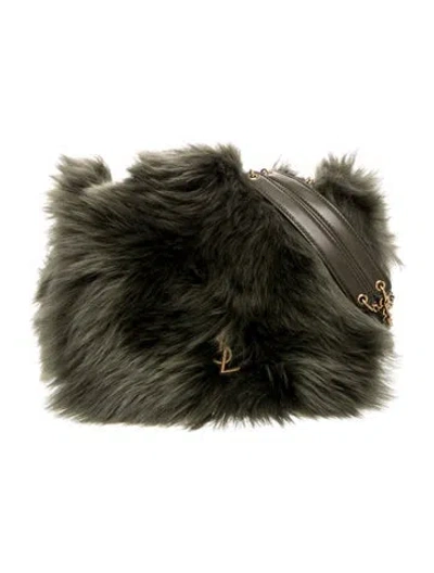 Pre-owned Saint Laurent Fur Shoulder Bag In Green