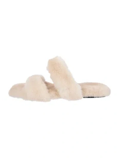 Pre-owned Saint Laurent Fur Slides In Neutral