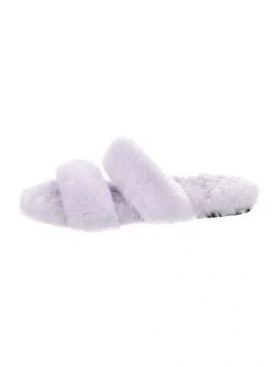 Pre-owned Saint Laurent Fur Slides In Purple