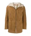 Saint Laurent Fur Zipper Coat In Brown