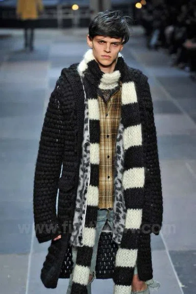 Pre-owned Saint Laurent Fw13 Runway Mohair Scarf In Black