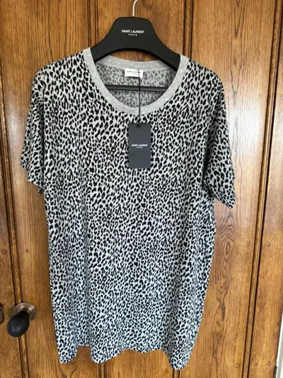 Pre-owned Saint Laurent Fw14  Babycat Grey Black T Shirt Hedi M Grail