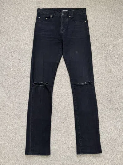Pre-owned Saint Laurent Fw14  By Hedi Slimane Knee Slit D02 Denim Jeans In Black