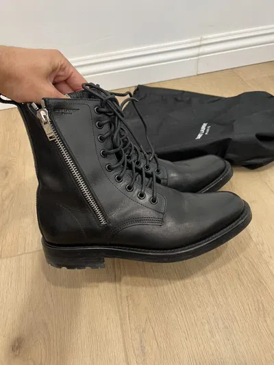 Pre-owned Saint Laurent Fw15 Eyelet Double Zip Ranger Boots