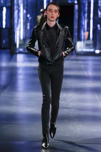 Pre-owned Saint Laurent Fw15  Multi Zip Leather Biker Jacket Vest In Black