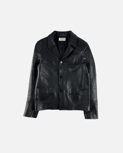 Pre-owned Saint Laurent Fw16 Western Leather Jacket In Black