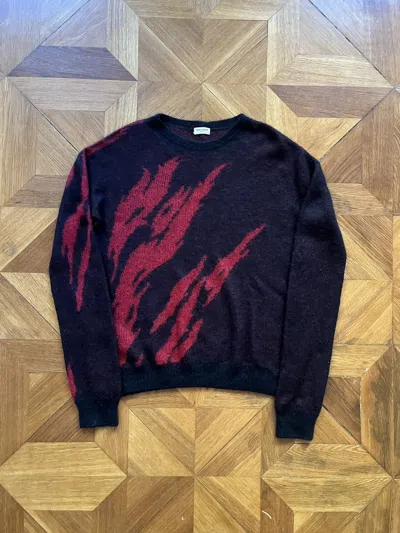Pre-owned Saint Laurent Fw17 Flame Mohair Knit In Black