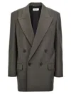 Saint Laurent Wool Gabardine Jacket In Gray