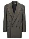 Saint Laurent Wool Gabardine Jacket In Gray