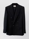 Saint Laurent Cassandre Double-breasted Wool Gabardine Blazer In Black
