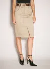 Saint Laurent Jupe Saharienne Gabardine De Coton Mercerisee In Beige