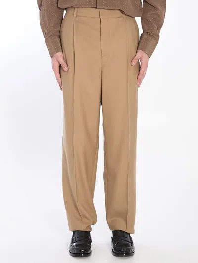 Saint Laurent Gabardine Trousers In Brown