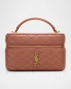 Saint Laurent Gabby Mini Vanity Case In Quilted Leather With Gold Hardware In Barely Pink
