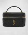 Saint Laurent Vanity Mini Quilted Leather Top-handle Bag In Black