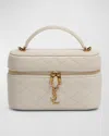 Saint Laurent Gabby Mini Vanity Case In Quilted Leather With Gold Hardware In Crema Soft
