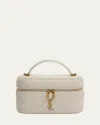 Saint Laurent Gabby Mini Vanity Case In Quilted Leather With Gold Hardware In Crema Soft