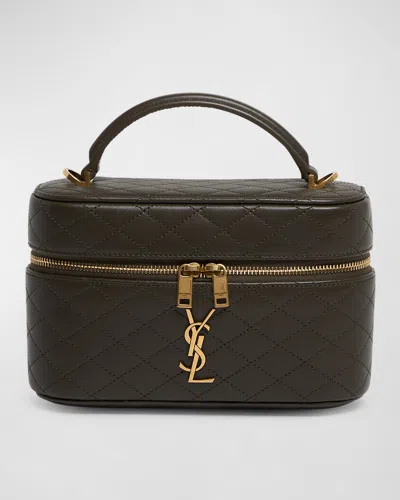 SAINT LAURENT GABBY MINI VANITY CASE IN QUILTED LEATHER WITH GOLD HARDWARE