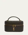 Saint Laurent Gabby Mini Vanity Case In Quilted Leather With Gold Hardware In Light Musk