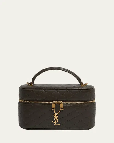 SAINT LAURENT GABBY MINI VANITY CASE IN QUILTED LEATHER WITH GOLD HARDWARE