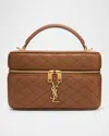Saint Laurent Gabby Mini Vanity Case In Quilted Leather With Gold Hardware In Multi