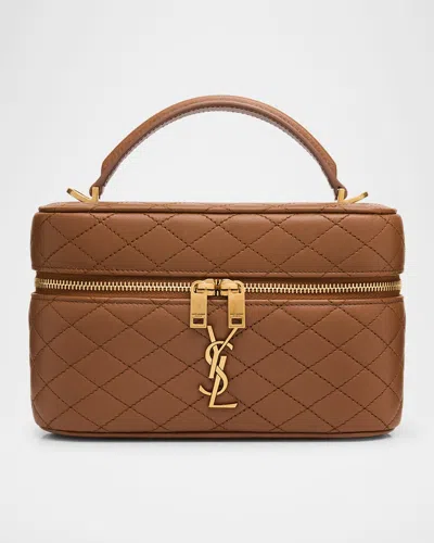 Saint Laurent Gabby Mini Vanity Case In Quilted Leather With Gold Hardware In Multi