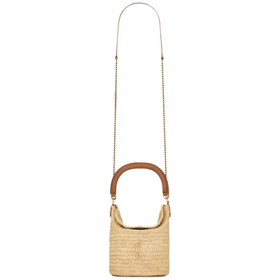 Pre-owned Saint Laurent Gaby Bucket Bag In Raffia 'pale Brown/brick' | Women's Size Onesize