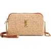Saint Laurent Gaby Cassandre Logo Raffia Crossbody Bag