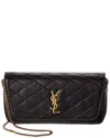 Saint Laurent Gaby Chain Quilted Leather Phone Holder In Black