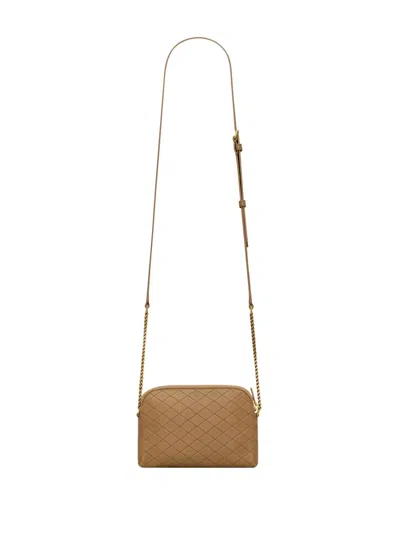 Saint Laurent Zipped Chain Pouch In Brown
