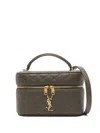 Saint Laurent Gabby Mini Vanity Case In Quilted Leather With Gold Hardware In Green