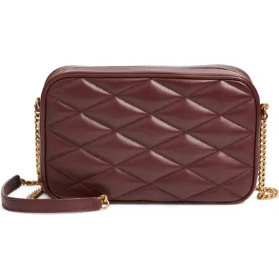 Saint Laurent Gaby Diamond Quilted Leather Camera Bag In Burgundy